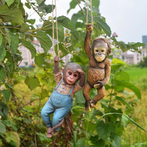 Resin monkey statue - statue, garden