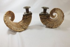 Vtg Rams Horn Candlesticks