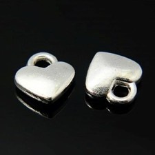 Small heart charms Tibetan Or Silver Plated Pendants 8mm 50pcs C249