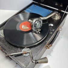 Antique DECCA Portable Gramophone Record Player Working Order Model 75 see vid.