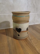 Handmade Stoneware Tart Warmer Tealight Candle Melt Heart Cut Out Pattern Pretty