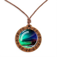Aurora Wooden Pendant Necklace