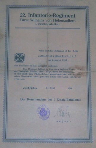 German regimental death - -,