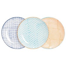 6x Hand-Printed Dinner Plates Japanese Porcelain Dining Crockery 25.5cm