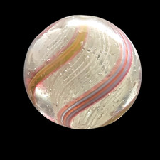 Antique German Latticinio Core Glass Marble 22mm Handmade Collectors Vintage