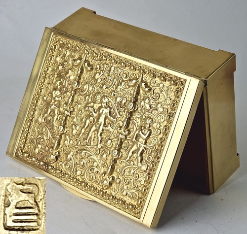 Rare music box putti brass - box,