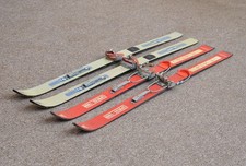 2x Vintage old wooden ski