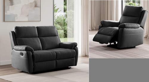 Black italian leather seater - italian, 2