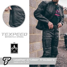 Leather Motorcycle Motorbike Biker Trousers Touring Cruiser Jeans With CE Armour