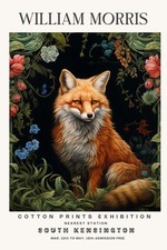 William Morris Fox Cotton Prints Exhibition Floral Wall Art Poster A3 A4 A5