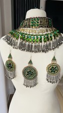 Afghani Traditional Desi Necklace Blue Kuchi Jewelry Set