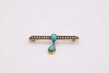 Murrle Bennett and co 9ct turquoise and pearl brooch