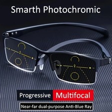 Titanium Photochromic Progressive Reading Glasses Men Presbyopia Hyperopia