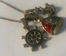 Cath Kidston nautical themed 3 pendant necklace - anchor/CK yacht/ships wheel