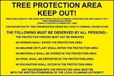 Warning tree protection area