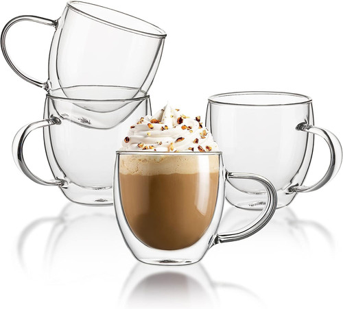 Clear double wall glass - clear, coffee