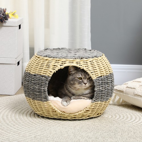 Wicker cat house - house,, rattan