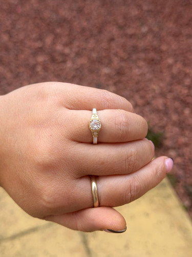 Gold metal solitaire band - metal, ring