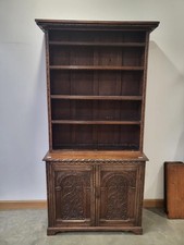 Antique carved tall oak open