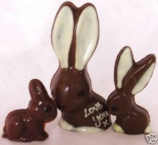 3 Hand-made Belgian Chocolate Easter Bunny Rabbits