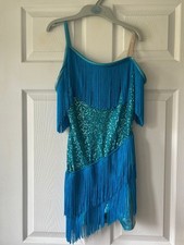 Blue Weissman Dance Costume Size Large Child for Tap with Tassels 