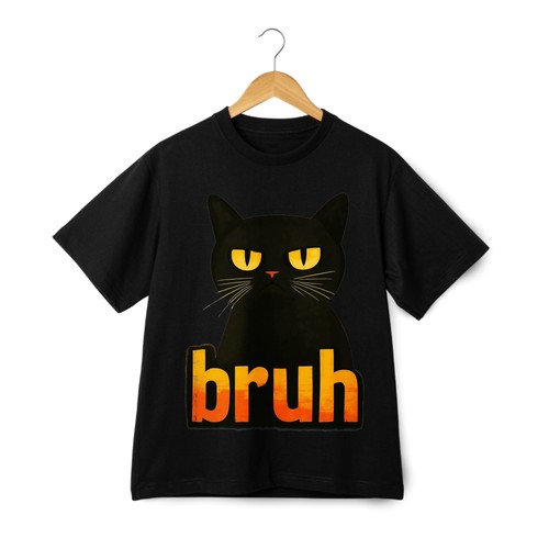 Trendy black cat bruh - trendy, cat"bruh"print