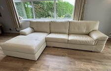 SCS Cream Leather Corner Sofa