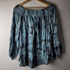 OnexOne Teaspoon Women Size M Blue Tie Dye Off Shoulder Top Blouse Summer