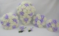 Wedding Bouquets, Brides Posy, Iced Lilac,Ivory Roses, Diamante, Silver