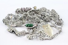 290g Art Deco Jewellery Glass Duette Clip Staybrite Marcasite