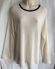 MASAI Clothing Cream Lightweight Jumper Size M 12 Black Trim Button Back Summer