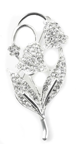 Flower brooch silver tone - brooch,