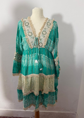 Turquoise boho embroidered - turquoise,