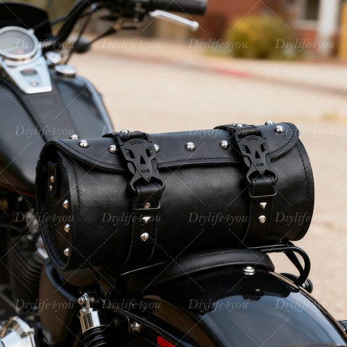 Black motorcycle leather - black, pu