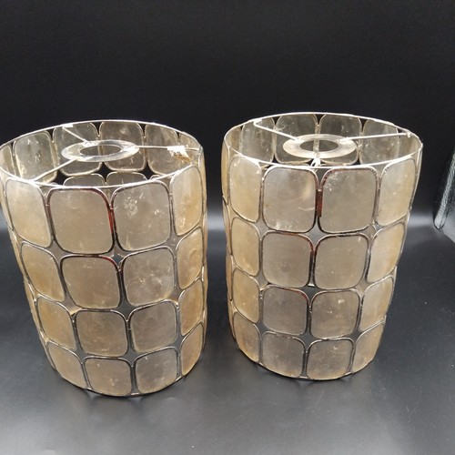 Capiz shell lampshade pair - shell,