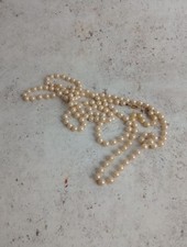 Vtg 80s Faux Pearl Necklace Long 145cm 9ct Gold Clasp Individually Knotted VGC