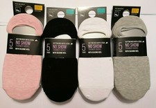 Ladies 5 Pairs No Show Shoe Liners Sports Trainer Liners Socks Silicone Heel