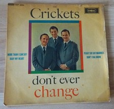 THE CRICKETS--DON'T EVER CHANGE-7" VINYL  4 TRACK EP-1960-CORAL-FEP-2064-VG