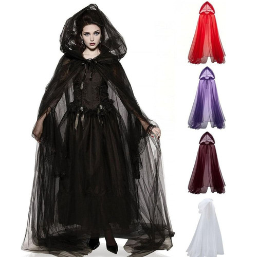 Halloween hooded cloak sheer - hooded,