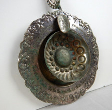 ANTIQUE LA BELLE EPOQUE CEREMONIAL HANGING FRENCH SILVERED WINE TASTER SET