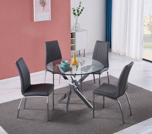 Dining table set round glass - set,