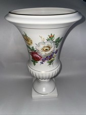 Vintage FLORA GOUDA HOLLAND Floral Design On White Vase Signed Carla 2029 - 24cm