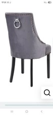 Neo 4x Upholstered High Back Studded Crushed Velvet Dining Kitchen  (Dark Grey)