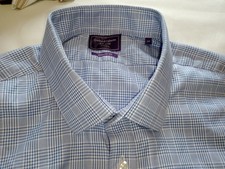 Guthrie & valentine Mens Shirt 3XL Blue Prince Of Wales Check Long Sleeve Reg Fi