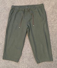 Principles Petite Linen Blend Cropped Trousers Straight Khaki UK 14