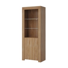 Wooden Cupboard Tall Display Cabinet with High Gloss Doors / LED Light Sideboard