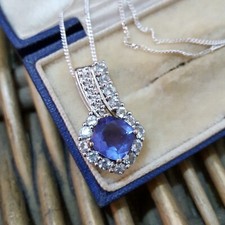 925 Sterling Silver Necklace, Colour Change Fluorite And Aquamarine Pendant 