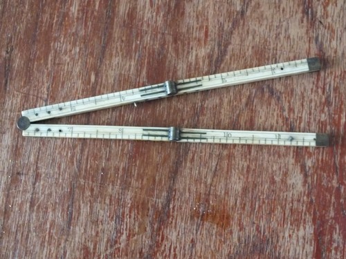 Antique bone folding ruler - ruler, ex