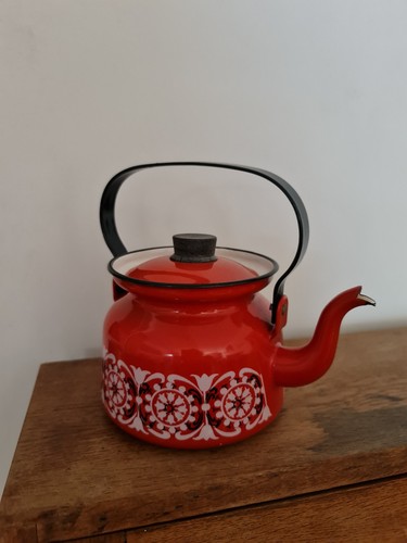 Vintage enamel ware - vintage, red