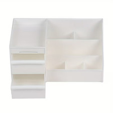 2x White Makeup Organiser Storage Box- Drawer Desk Bathroom Bedroom Cosmetic 